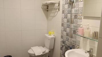 Comfort Double Room | Bathroom | Shower, hair dryer, towels, shampoo