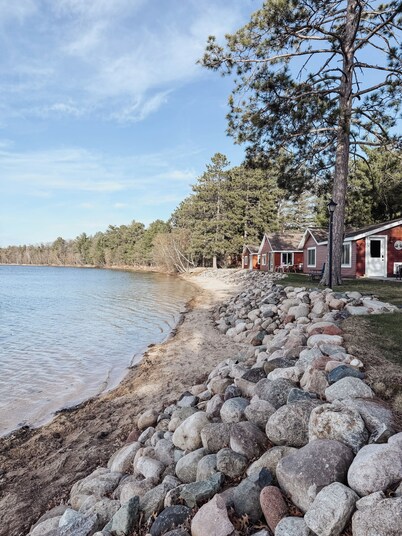 Cabin on private beach on a lake near Brainerd! 2 bedrooms, sleeps 7!