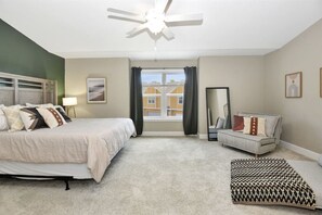 3 bedrooms, desk, iron/ironing board, travel cot