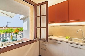 Microondas, placa de cocina, lavavajillas y utensilios de cocina