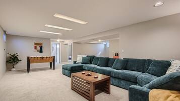 Smart TV, table football, music library, stereo
