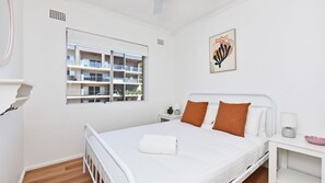 2 bedrooms, iron/ironing board, travel cot, bed sheets