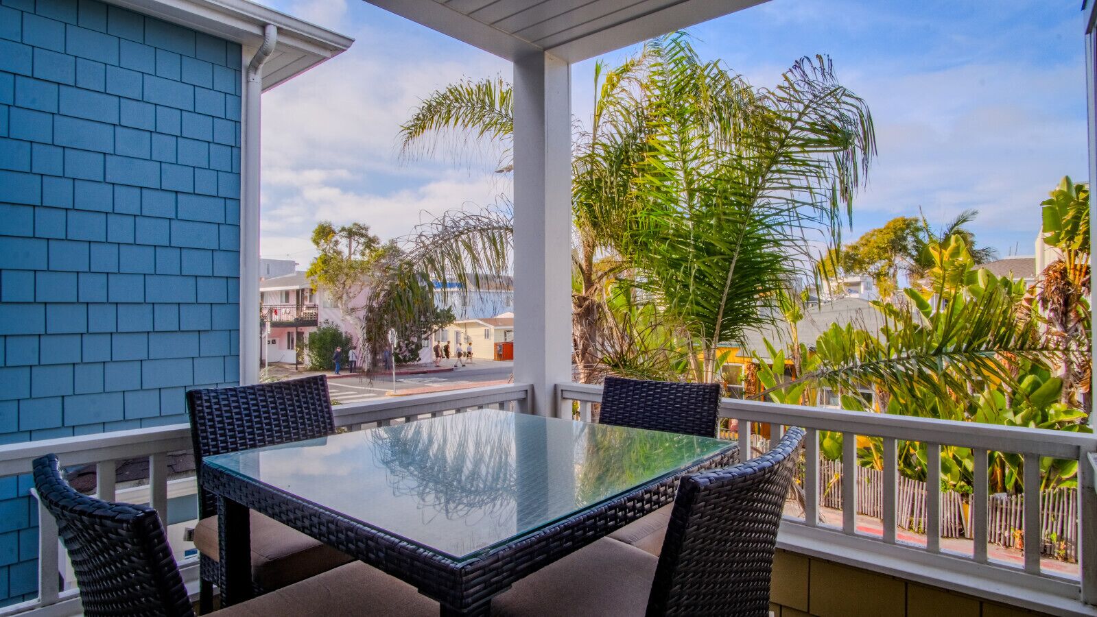 Outdoor dining area w/ water views