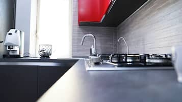 Family Room, Balcony | Private kitchen | Espresso maker, electric kettle