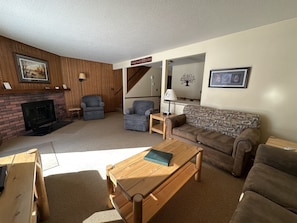 TV, fireplace, video games, DVD player