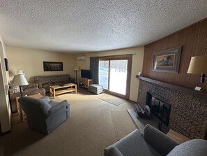 TV, fireplace, video games, DVD player