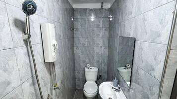 Shower, soap, toilet paper