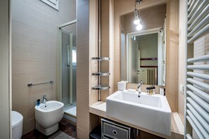 Shower, hair dryer, bidet, soap