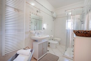 Ducha, secador de pelo y toallas