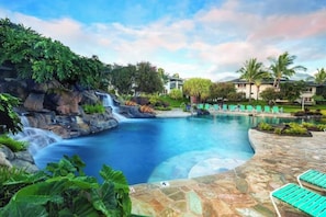 Piscine extérieure, piscine chauffée