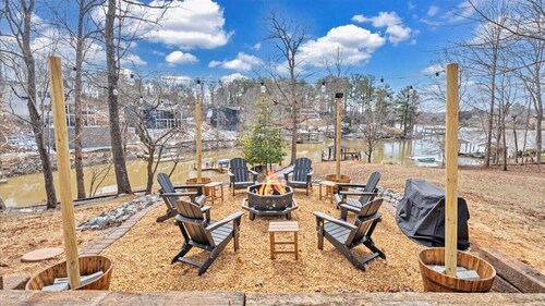 Lakefront 3BR Home with Dock, Fire Pit, Lawn Games, and Game Room