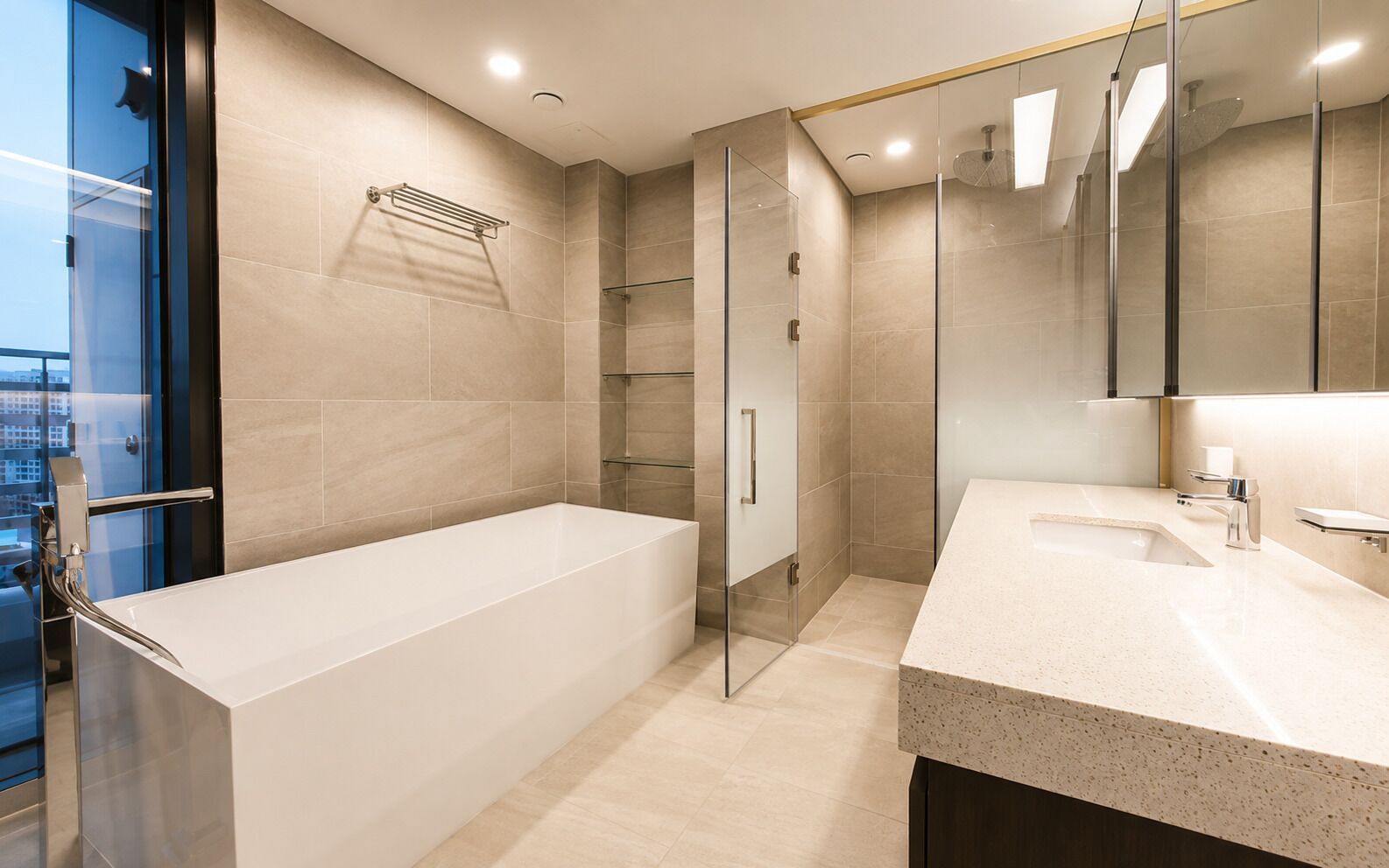 Hair dryer, towels, toilet paper