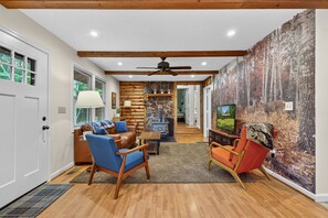 TV, fireplace