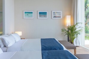 2 室のベッドルーム、セーフティボックス (室内)、遮光カーテン、防音設備