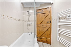 Hair dryer, towels, toilet paper
