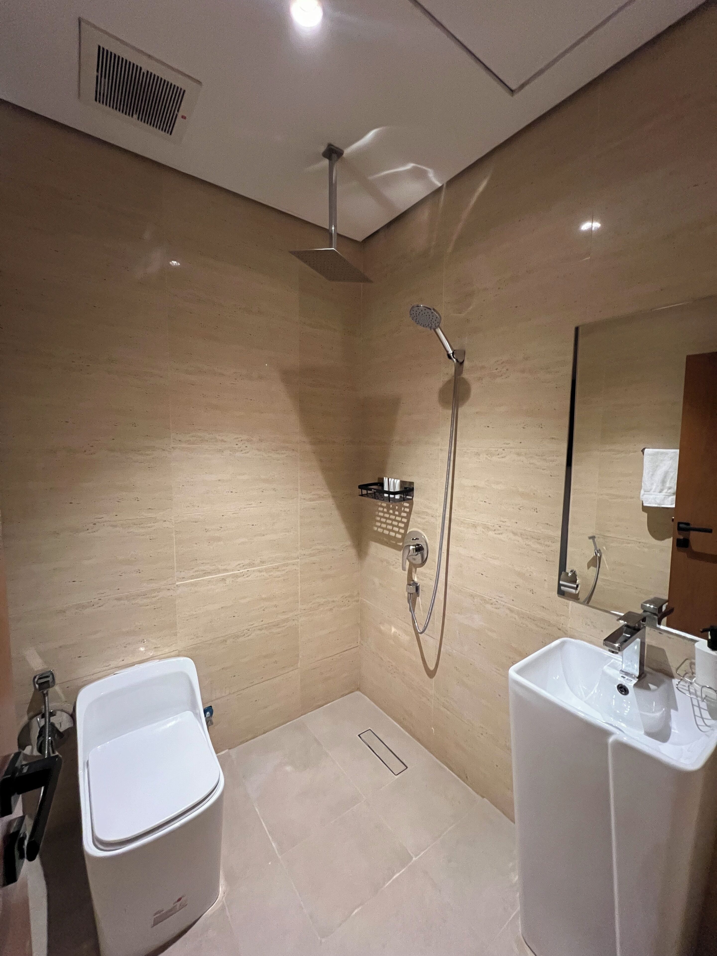 Estudio Deluxe, 2 camas individuales | Baño | Ducha, artículos de higiene personal gratuitos y secador de pelo