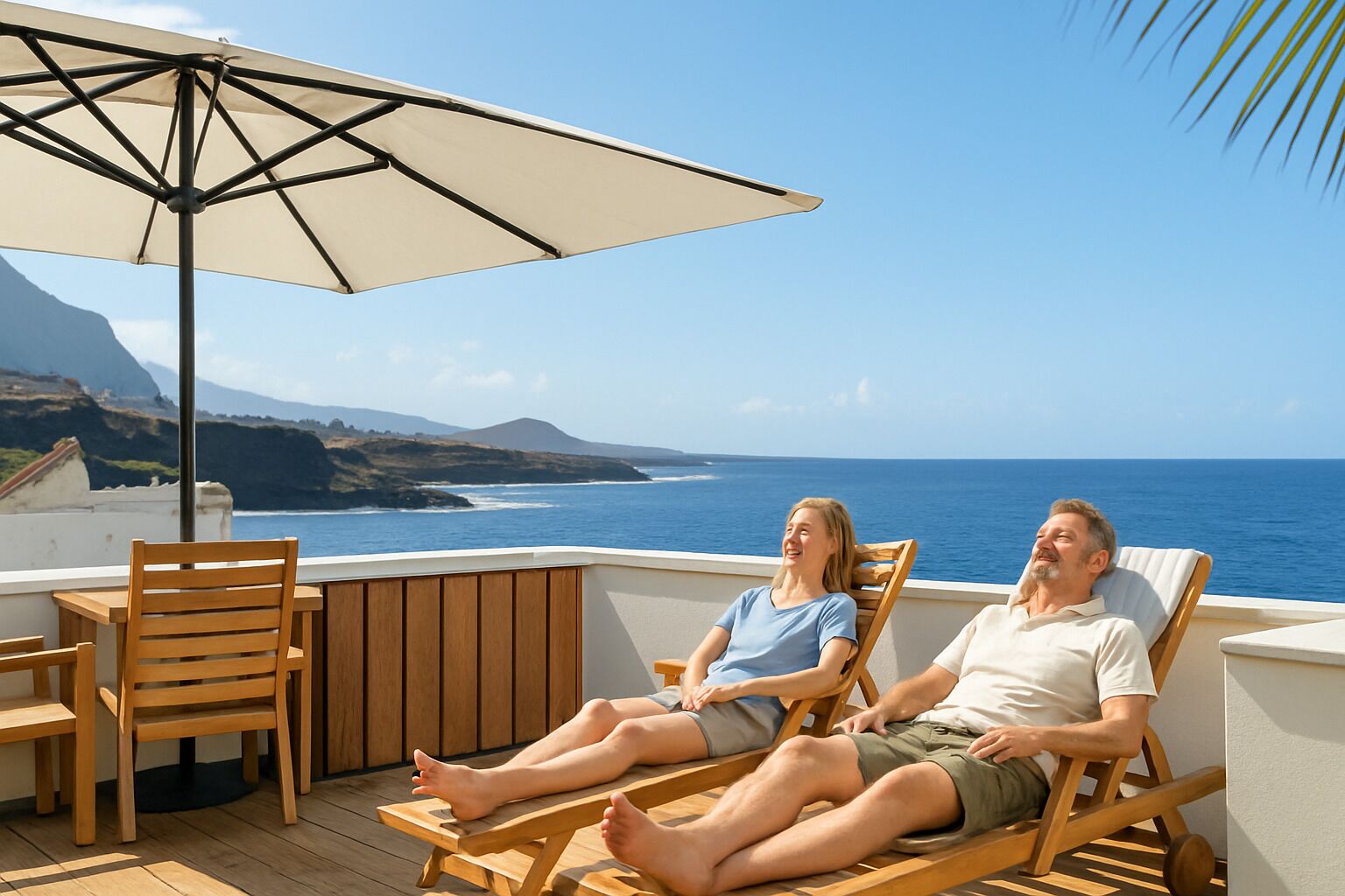 Panoramablick der Villa Arte auf das Meer und den Caletón von Garachico