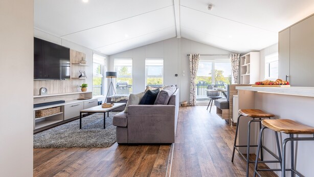 Cabin | Living area - Tranquil Woodland Lodge Retreat in Lincolnshire (Woodhall Spa)
