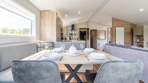 Cabin | Dining - Tranquil Woodland Lodge Retreat in Lincolnshire (Woodhall Spa)