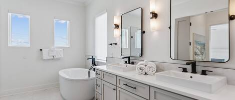 Primary Bathroom - Double Vanity + Bath Tub - Third Floor
