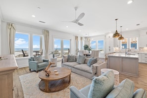 TV, fireplace - Dog-Friendly PCB Home with Private Pool, Lanai and 7 Bikes| Direct Beach Access (Panama City Beach)