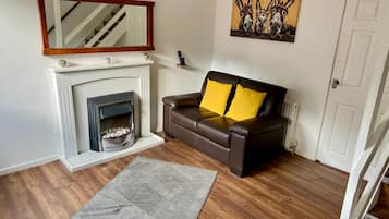 House | Living area | TV, fireplace