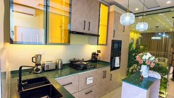 Exclusive Apartment, 2 Bedrooms, Non Smoking, Balcony | Private kitchen | Full-sized fridge, microwave, oven, stovetop