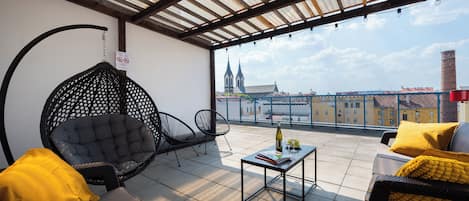 Deluxe-Penthouse, Stadtblick | Terrasse/Patio