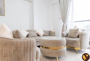 Appartement Luxe, vue ville | Coin séjour