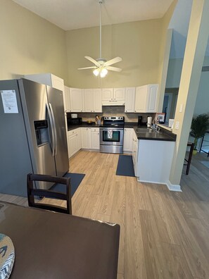 Microwave, oven, stovetop, cookware/dishes/utensils