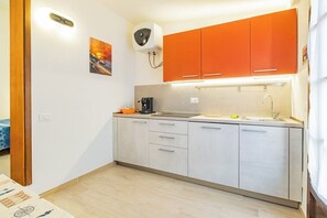 Microondas, placa de cocina, lavavajillas y utensilios de cocina