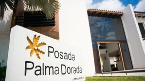A sign for Posada Palma Dorada with a palm tree logo. - Palma Dorada (Tucacas)