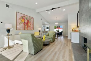 Smart TV, fireplace, video games