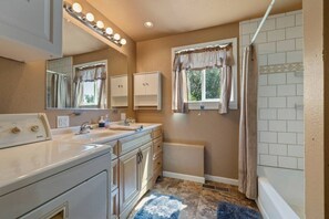Jetted bath, hair dryer