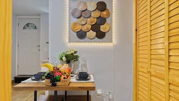Dining wares are also provided such as plates, bowls, glasses, and silverwares