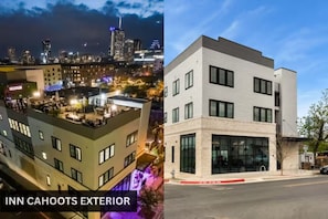 Experience the vibrant rooftop and modern architecture of Inn Cahoots.