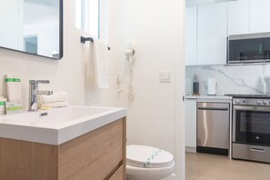 Hair dryer, towels
