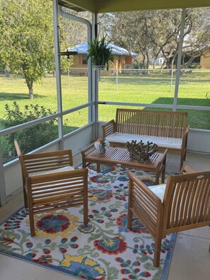 Terrace/patio - Charming 2-bedroom house with WiFi, AC in fabulous Lake Placid (Lake Placid)