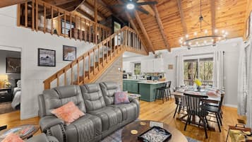 Smart TV, fireplace, video games, table football