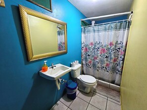 Habitación clásica | Baño | Ducha, artículos de higiene personal gratuitos, toallas y jabón