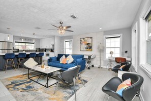 Smart TV, fireplace, video games