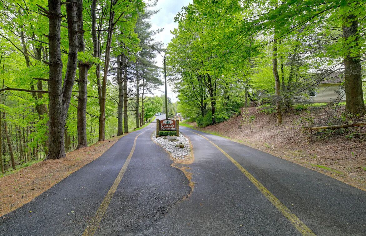 Una carretera que lleva a un cartel que dice 'Cedar Mountain'.