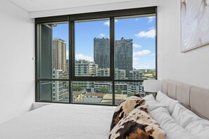 1 bedroom, desk, iron/ironing board, travel cot