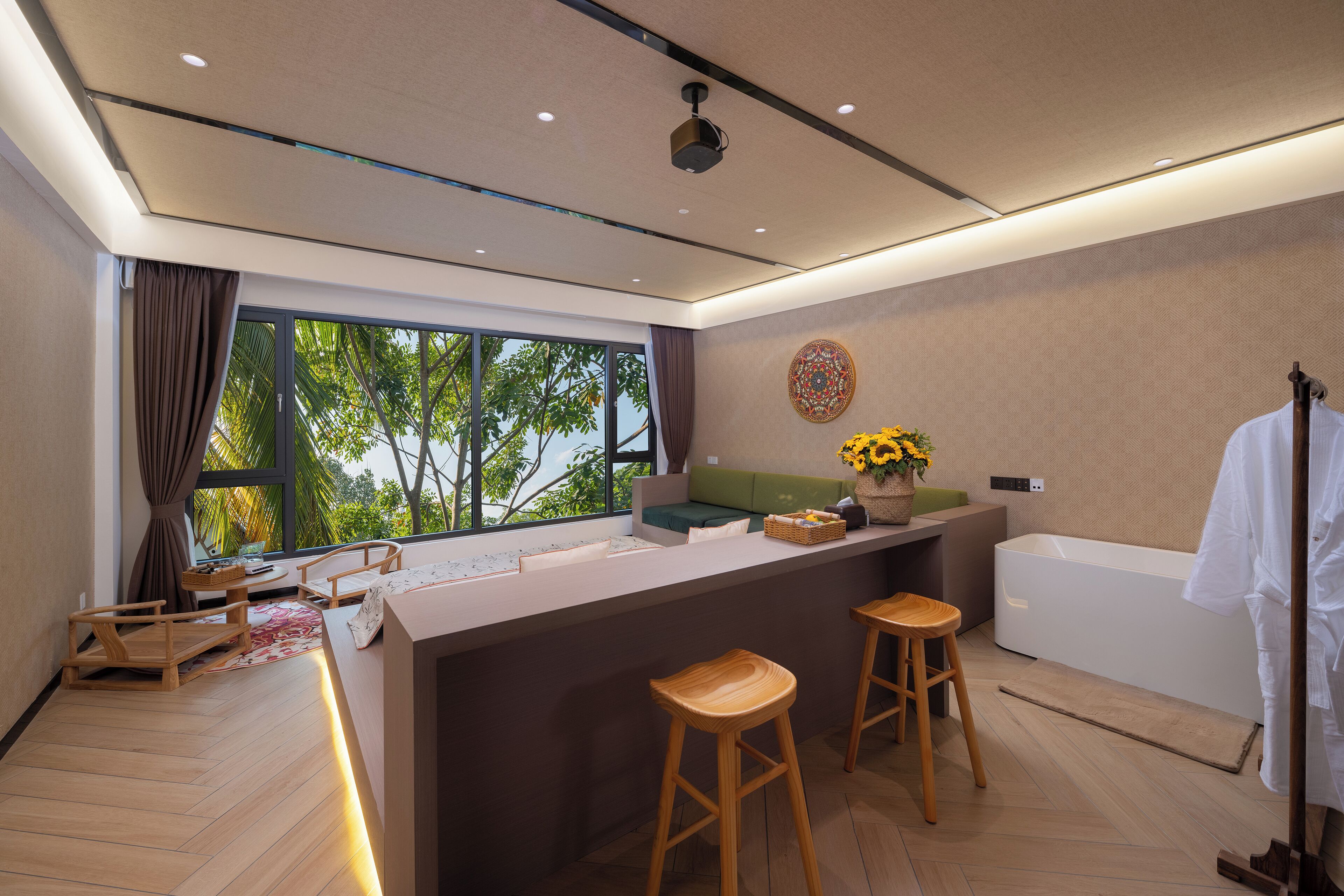 Deluxe Double Room, Garden View | Desk, blackout drapes, iron/ironing board, free WiFi