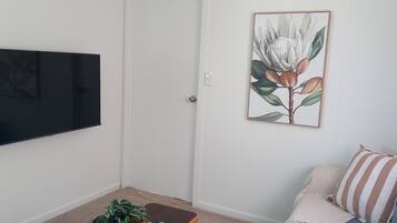 Älytelevisio, takka, kirjoja