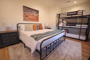 4 bedrooms, iron/ironing board, travel cot, WiFi