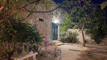 Bungalow junior, 1 cama King size y sofá cama, para no fumadores, vista al jardín | Vista al jardín