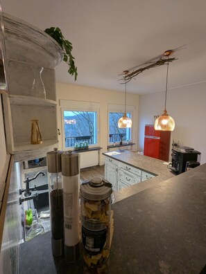 Kjøleskap, mikrobølgeovn, ovn og kokeplater