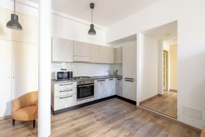 Fridge, stovetop, dishwasher, electric kettle