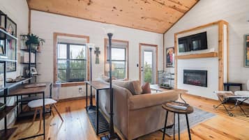 TV, fireplace, offices